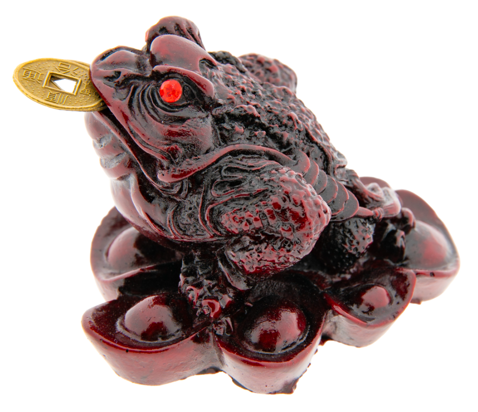 Geldfrosch, rot Kunstharz H: 5 cm, L: 7 cm, B: 6,8 cm Wohlstand Feng Shui