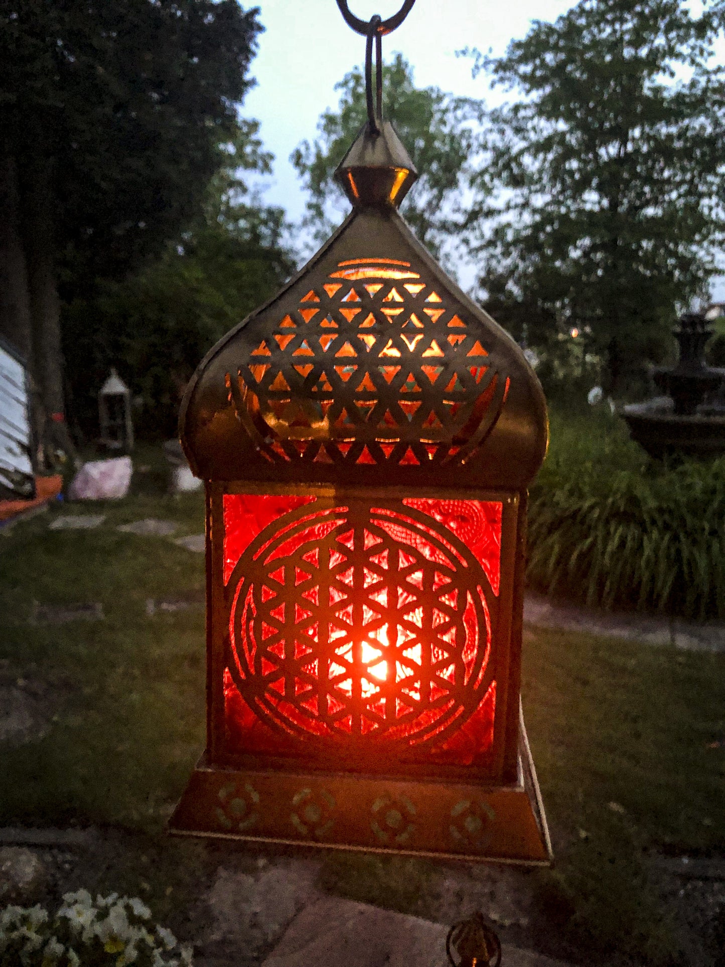 Orientalisches Licht Blume des Lebens Messing Antique H:23 cm B:11,5 cm