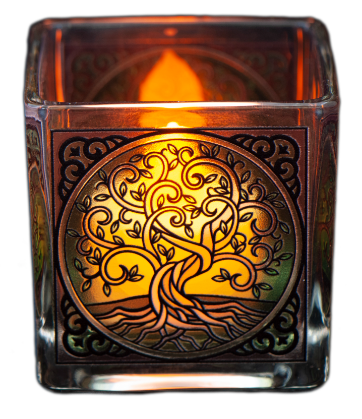 1 Teelichtglas Yggdrasil