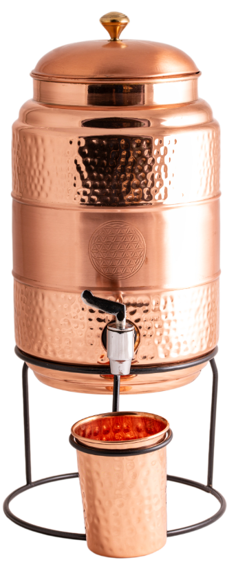 Kupferkaraffe 5l mit Kupferbecher H:41cm ø 17 cm Karaffe inkl. Ständer