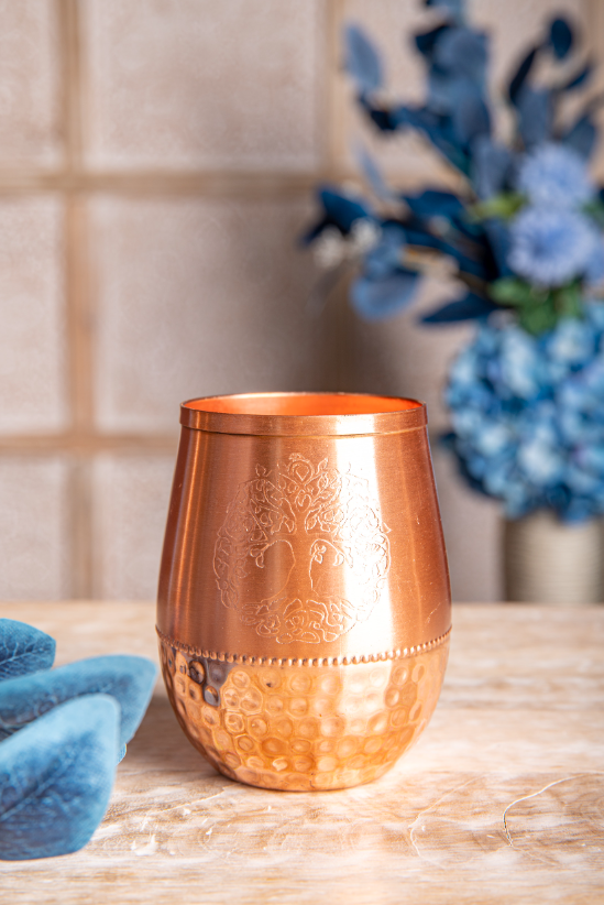 Kupfertrinkbecher mit Yggdrasil 450ml, H:11 cm ø 8,5 cm