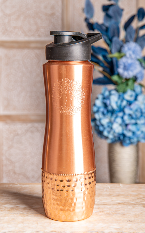 Kupfertrinkflasche mit Yggdrasil 850 ml; H: 27 cm, ø 8 cm