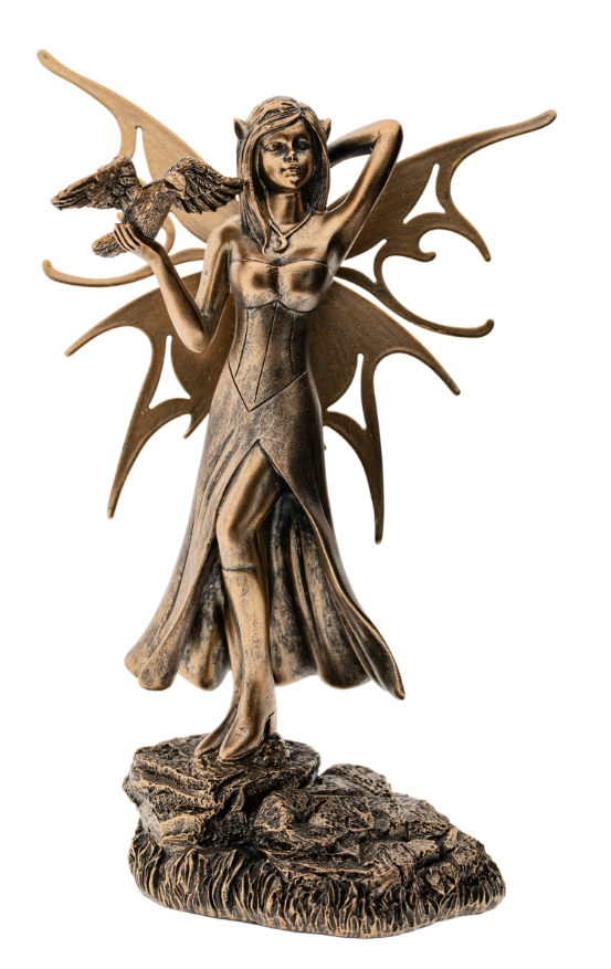 Krafttierelfe Rabe Kunstharz, 22 cm Elfe Kunstharz H: 22 cm