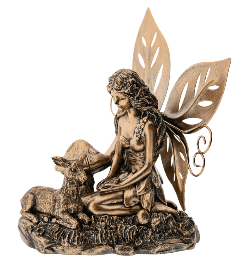Krafttierelfe Reh Kunstharz, 15 cm Elfe Figur, Statue