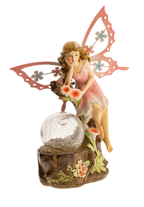 Blumenelfe mit Solarlicht H:25 cm Kunstharz mit Solarlicht Elfe