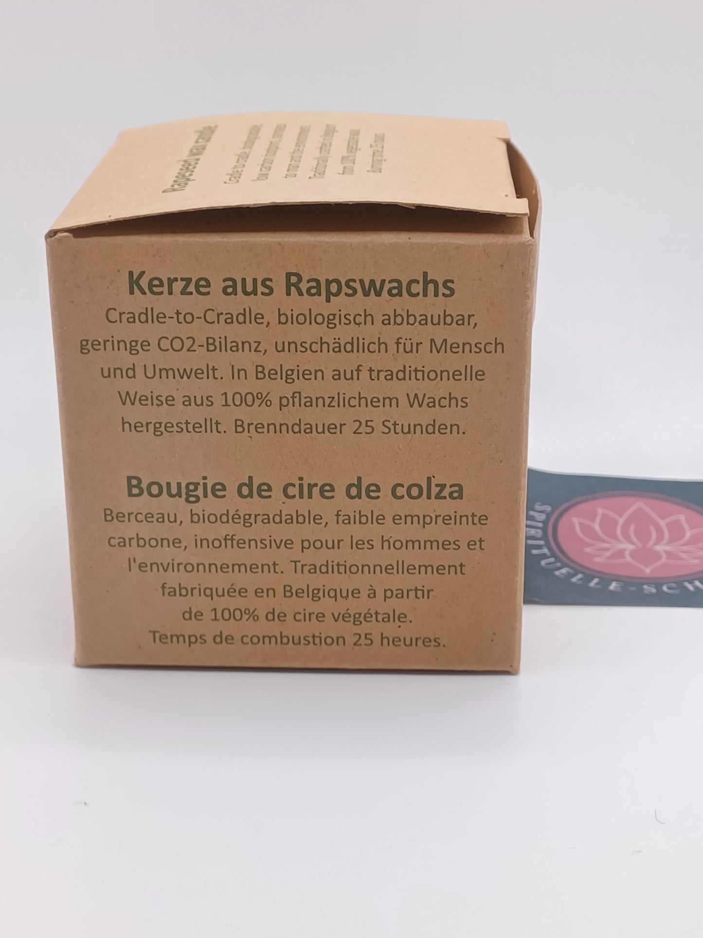 Ökologische Duftkerze Rapswachs Blume des Lebens 6x6x6cm 25 Std. Brenndauer