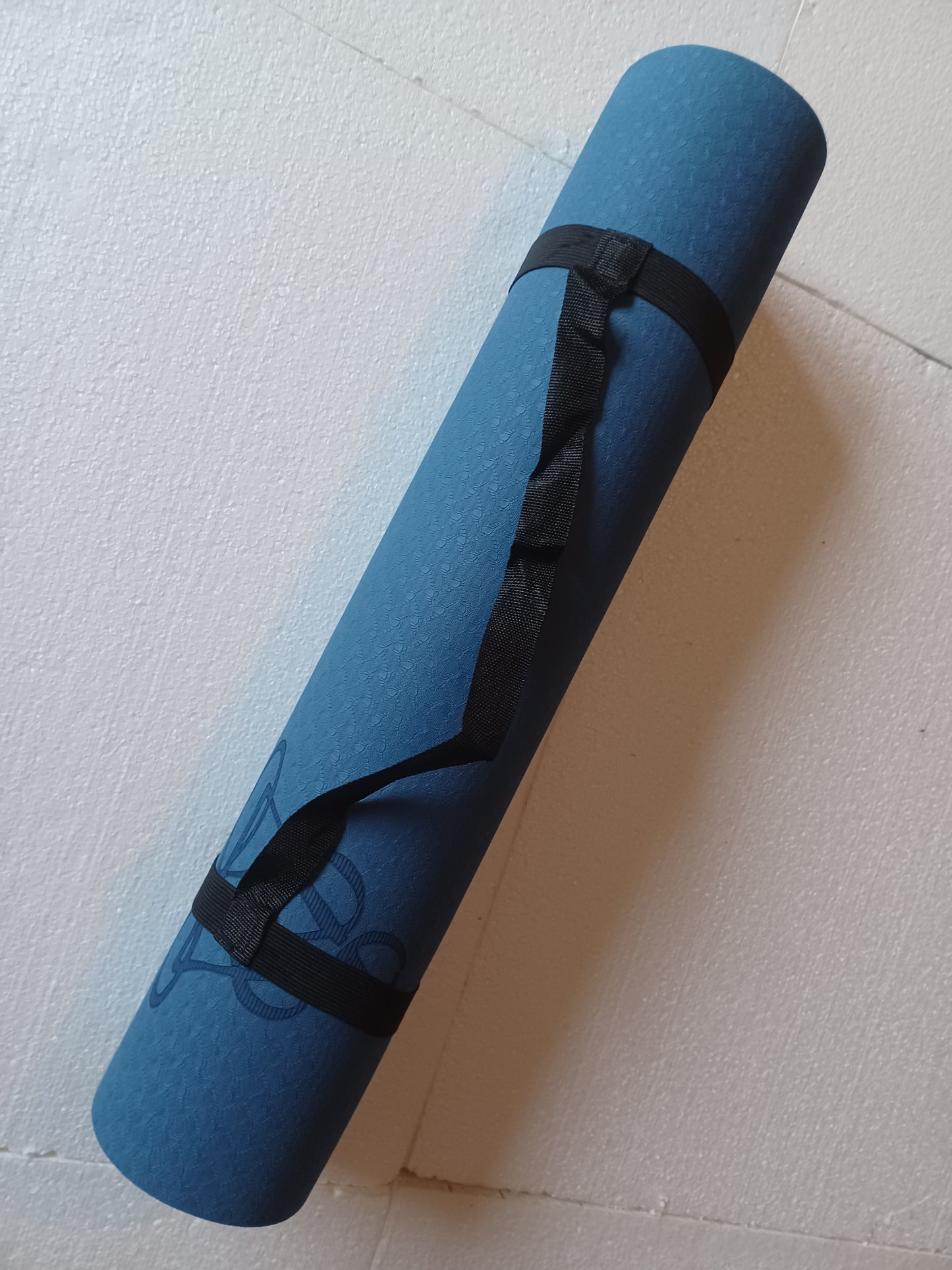 Yogamatte TPE-ecofriendly dunkelblau / hellblau 6mm zweischichtig Blume des Lebens