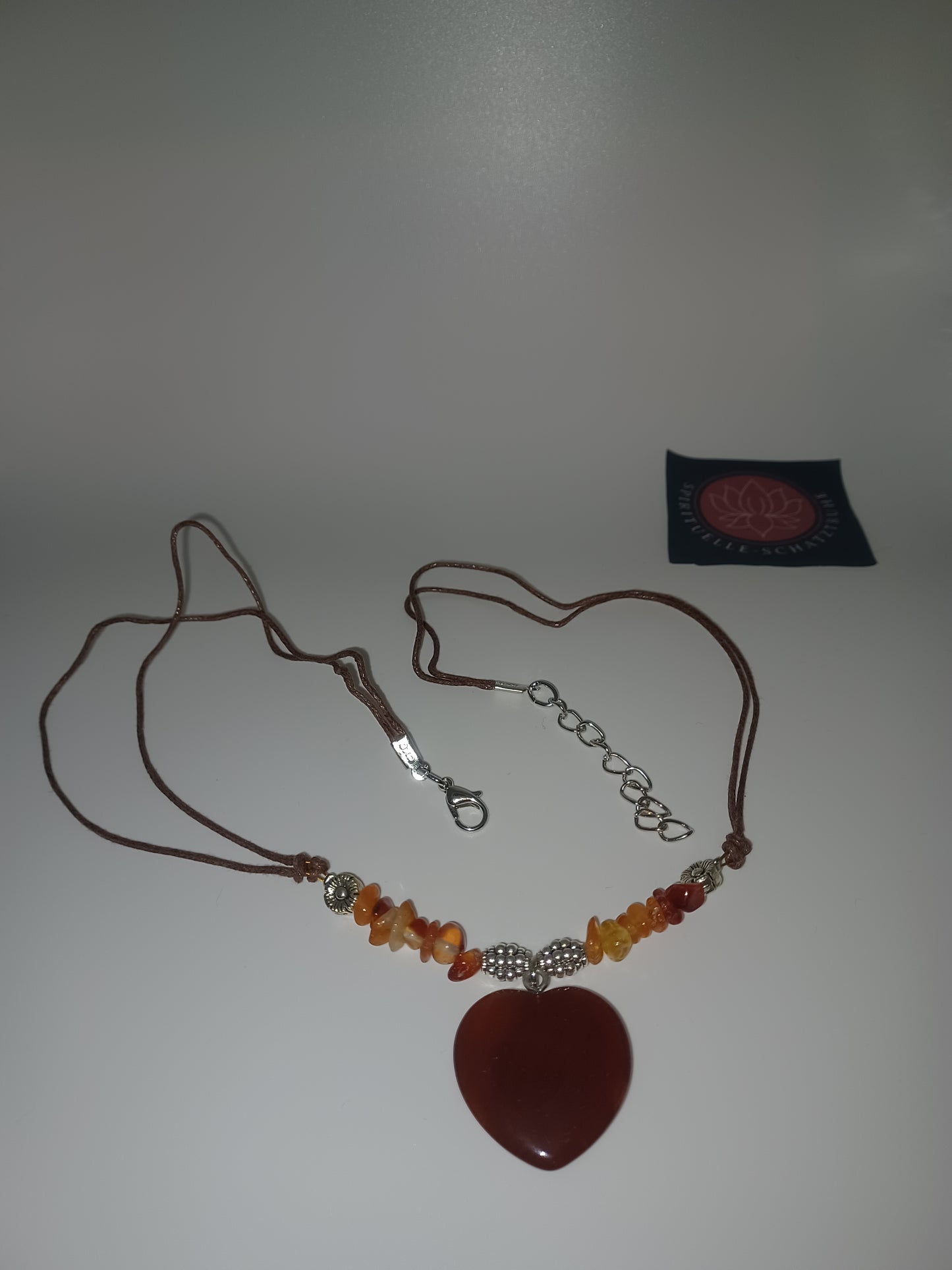 Herz Collier Carneol mit passender Stoffkordel