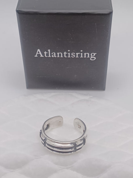 Atlantis Ring Herrengröße offen, 925 Sterling Silber verstellbar Atlantisring