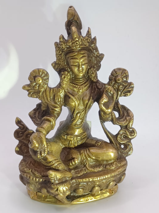 Grüne Tara 9,5 cm Messing Schutz Feng Shui Altarfiguren Schutzpatron