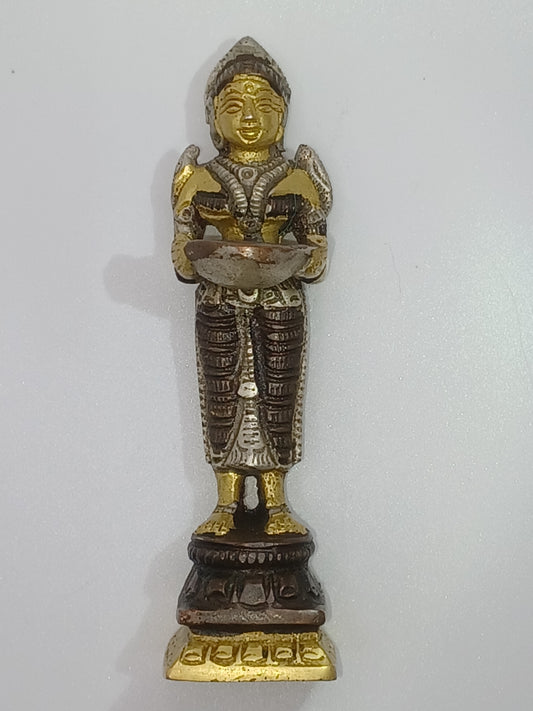 Lakshmi stehend 10,5 cm Messing Kupfer Statue Silber Finiah 180g Feng Shui Göttin Glück