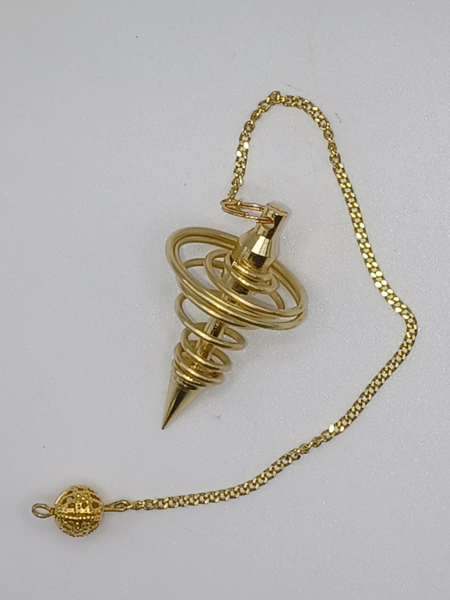 Spiralpendel vergoldet Messing mit Kette 10 g