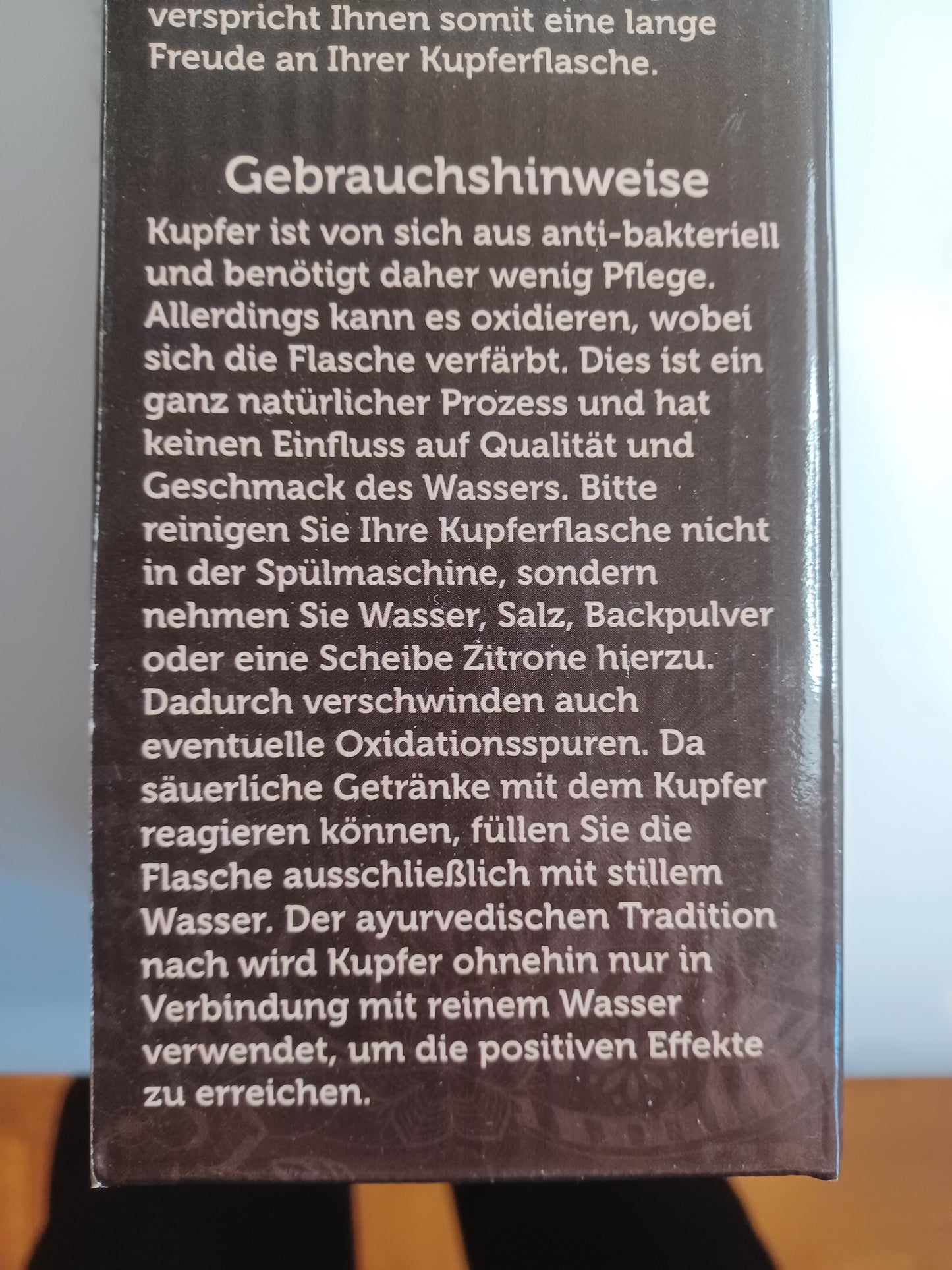 Trinkflasche Kupfer 650 ml Blume des Lebens handgehämmert Ayurveda