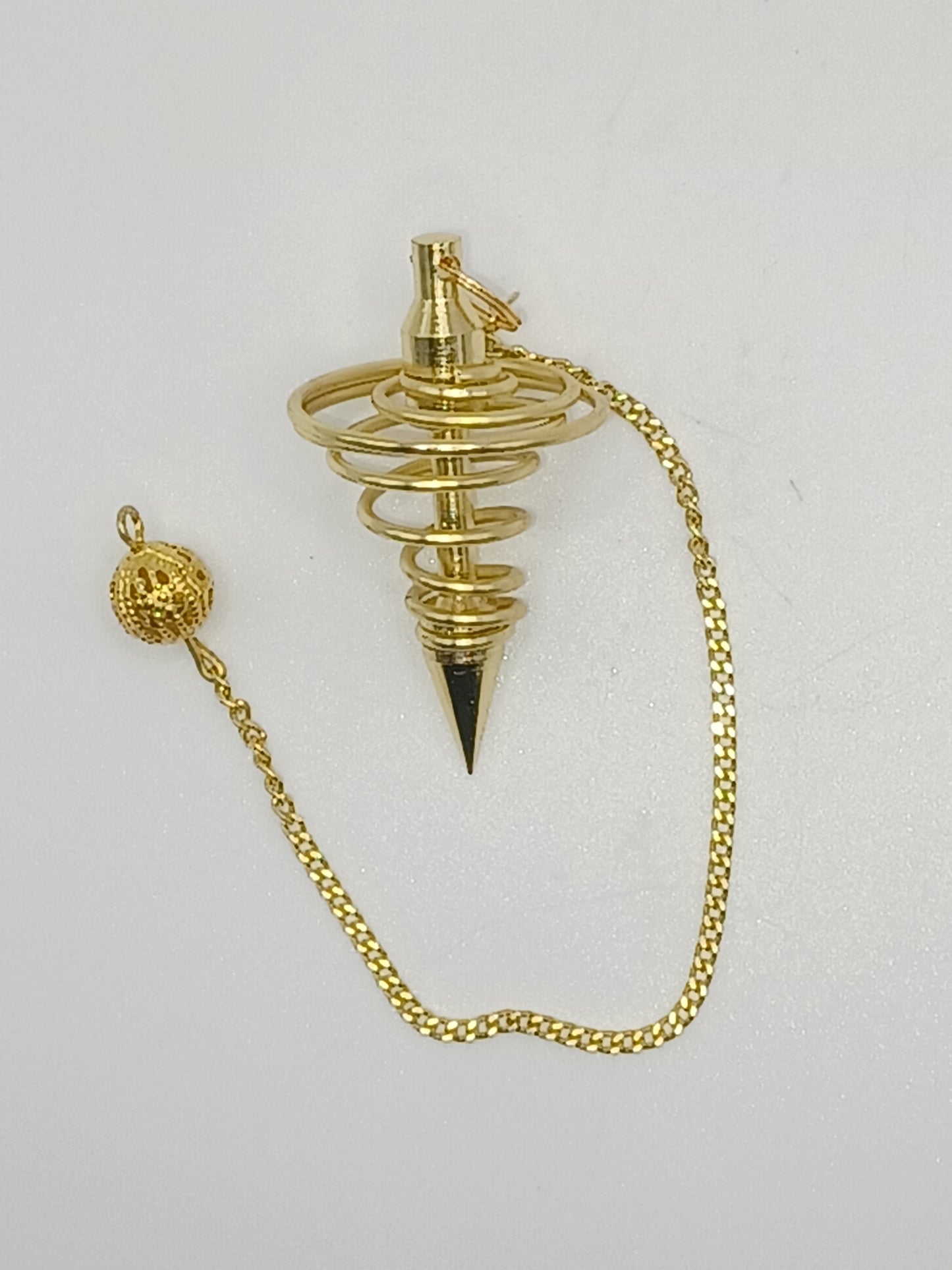 Pendelset Spiralpendel vergoldet Messing mit Kette 10 g mit Pendelkarte