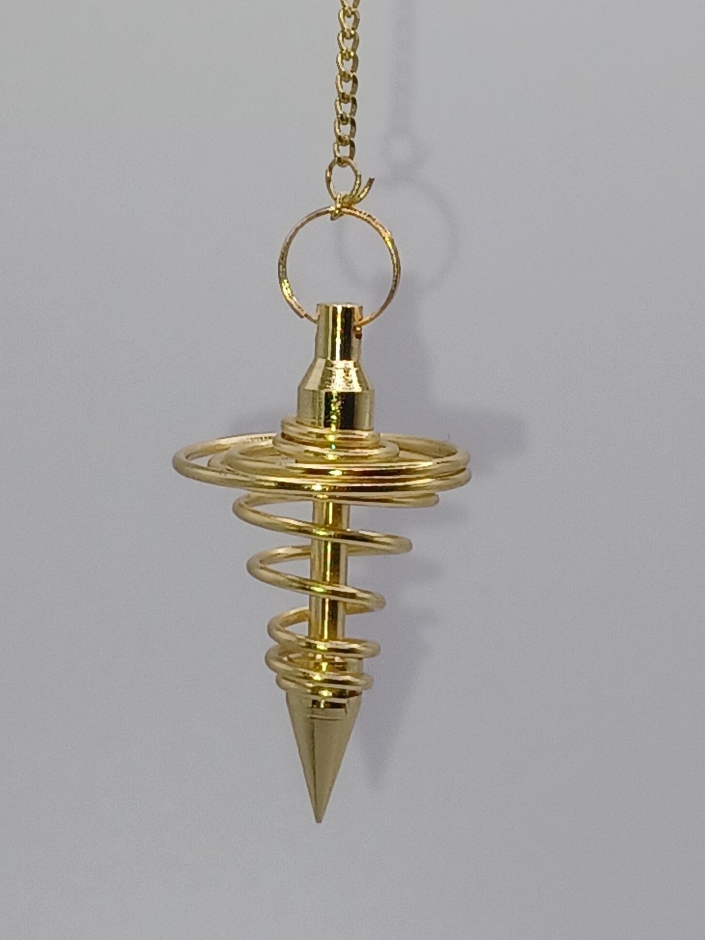 Pendelset Spiralpendel vergoldet Messing mit Kette 10 g mit Pendelkarte