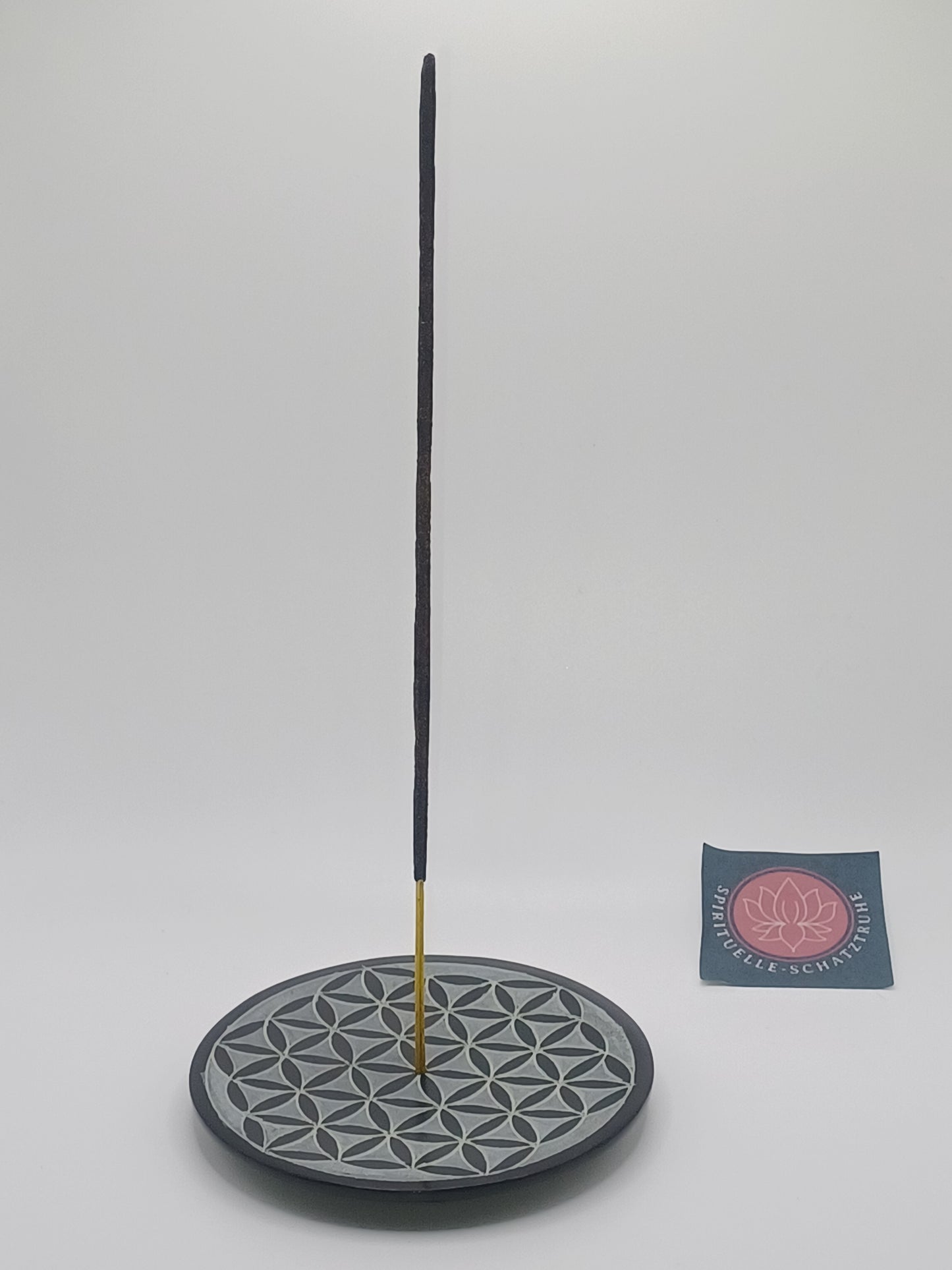 Räucherstäbchenhalter Blume des Lebens Black Stone 10 cm Feng Shui