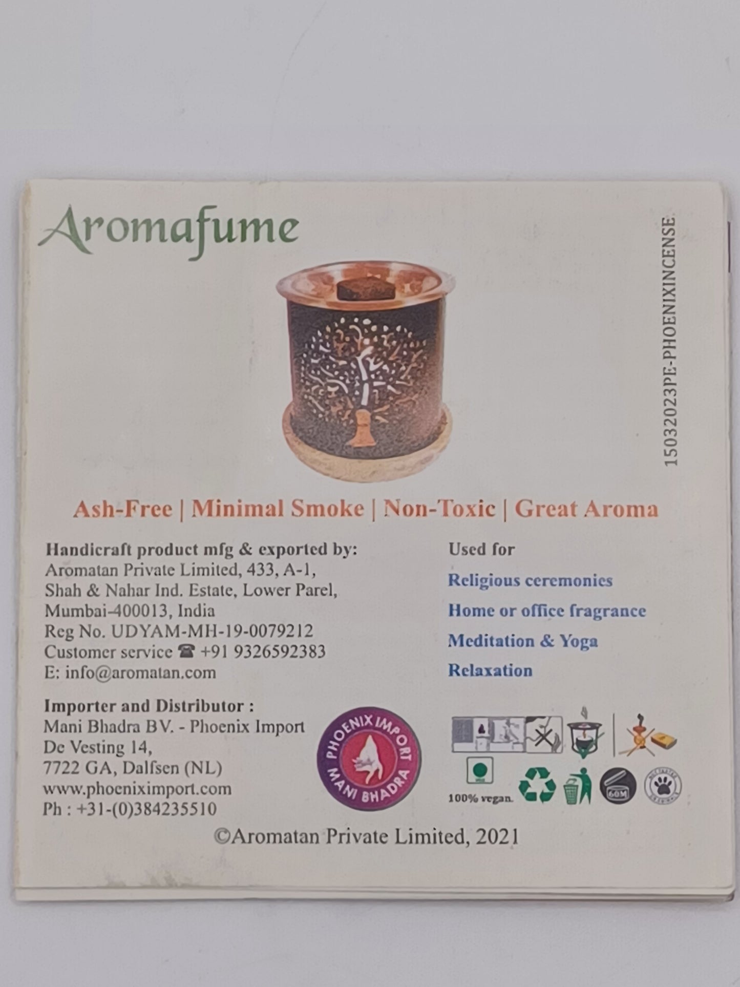 Aromafume Duftlampe Ohm 9 x 8,5 Gewicht: 125 g aus Metall mit Holzuntersetzer