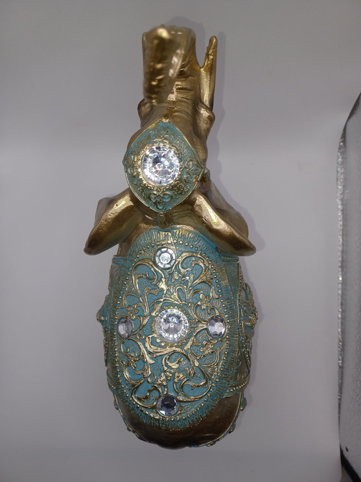 Elefant aus Poly Gold 21 x 20 x 10 cm Figur Skulptur Statue indisch Buddha