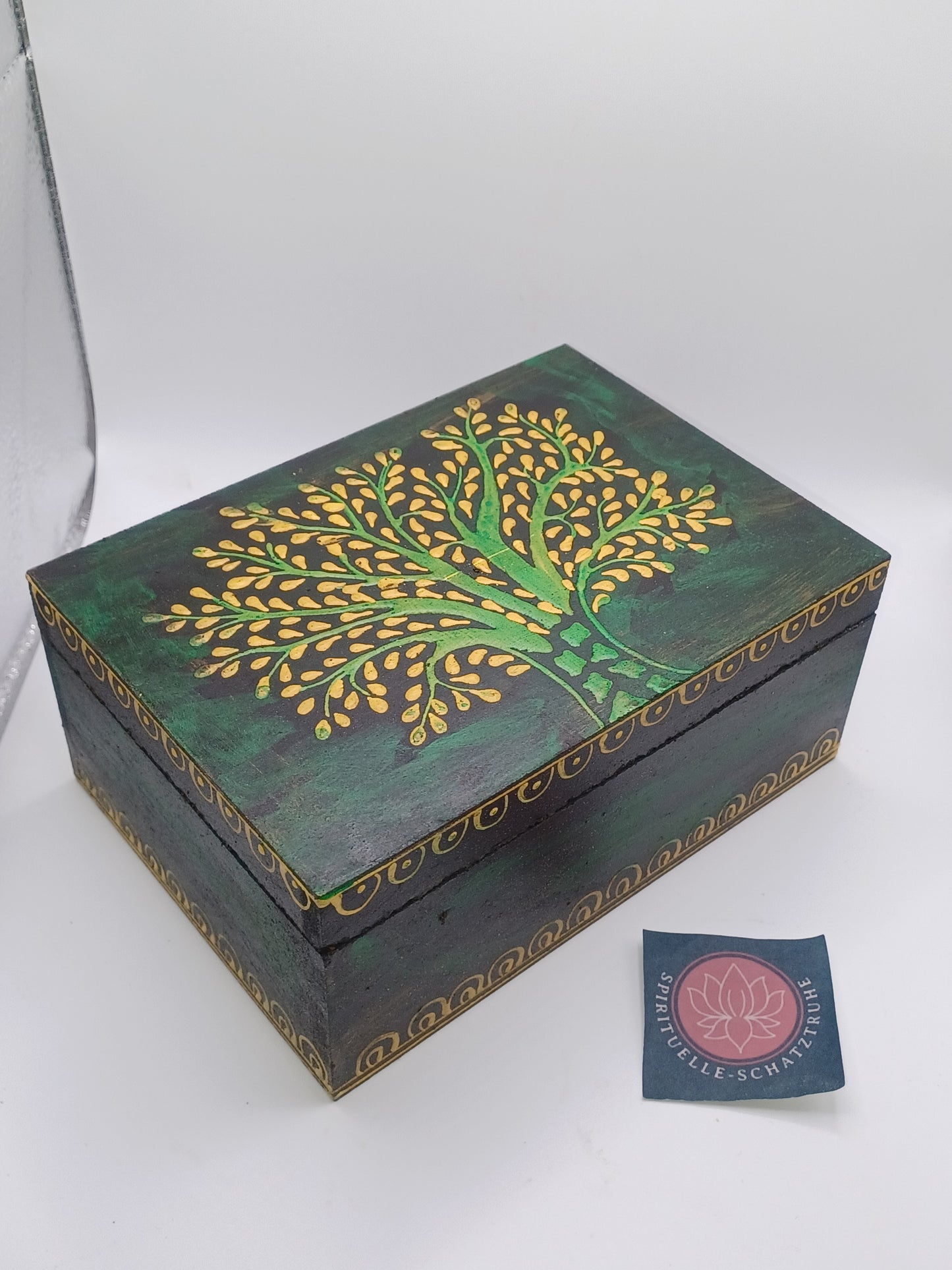 Baum des Lebens Holzbox groß MDF handbemalt H:8 cm B:15cm