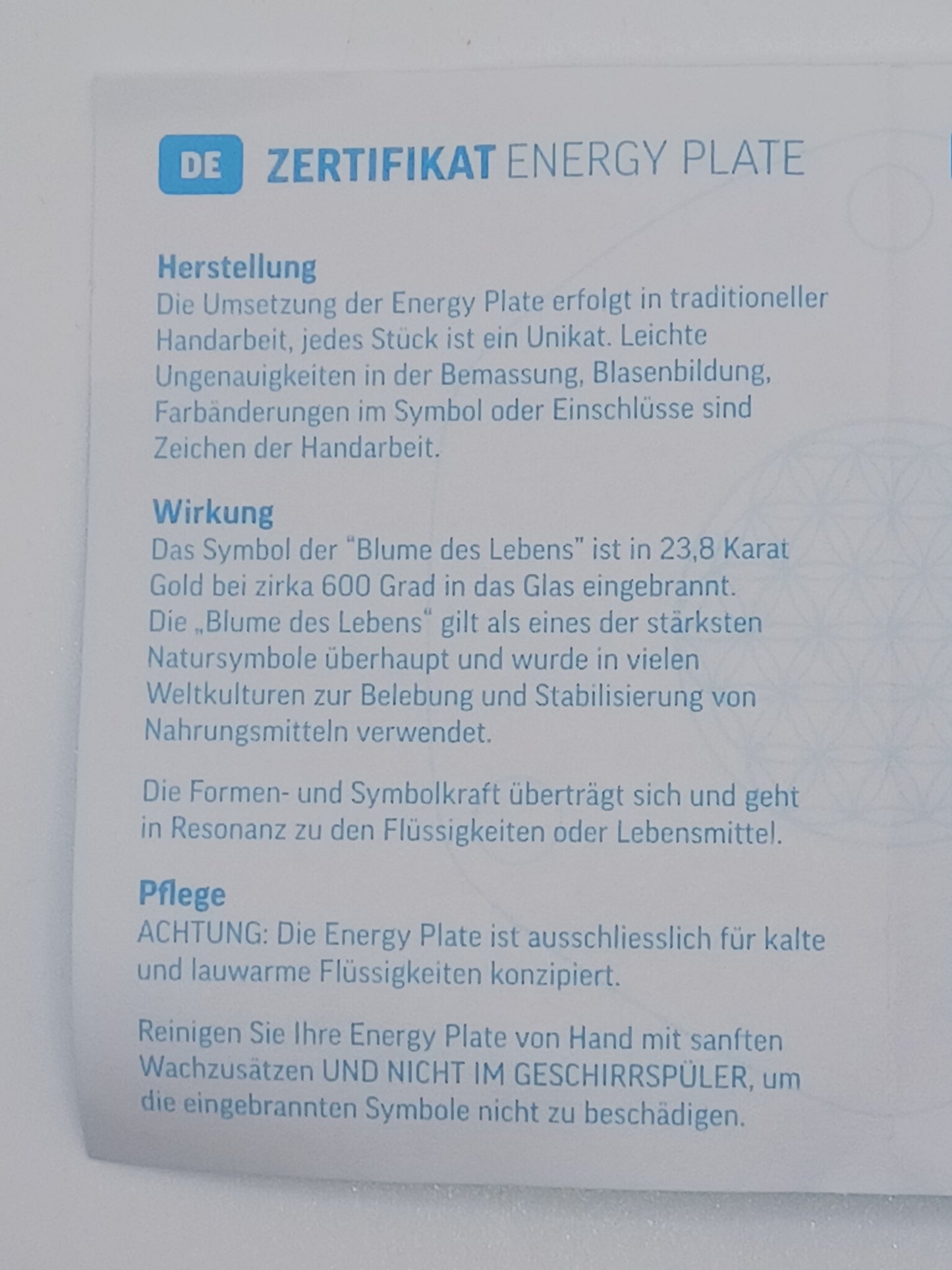 Golden Voyagerplatte im Beutel 9 cm Untersetzer zum Energetisieren von Getränken