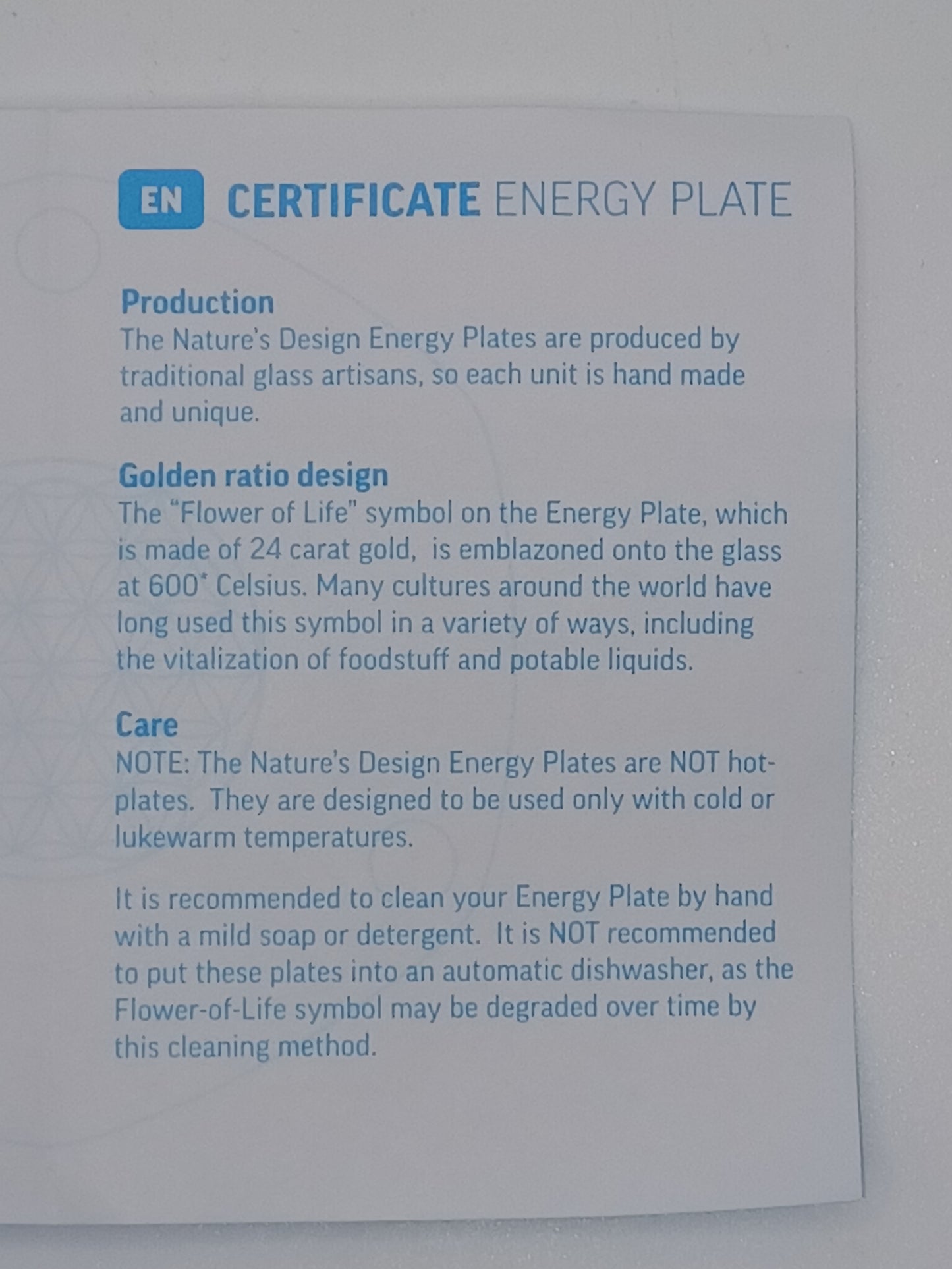 Golden Voyagerplatte im Beutel 9 cm Untersetzer zum Energetisieren von Getränken