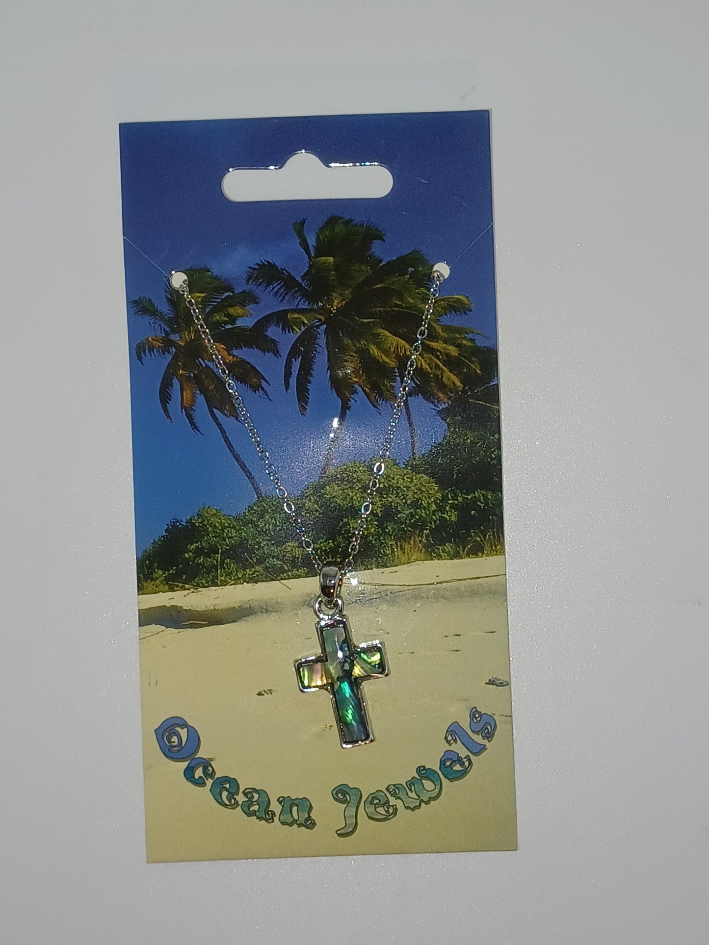 Anhänger Kreuz 2,2 cm Paua Muschel, mit Kette Ocean Jewels