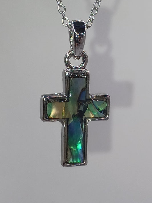 Anhänger Kreuz 2,2 cm Paua Muschel, mit Kette Ocean Jewels