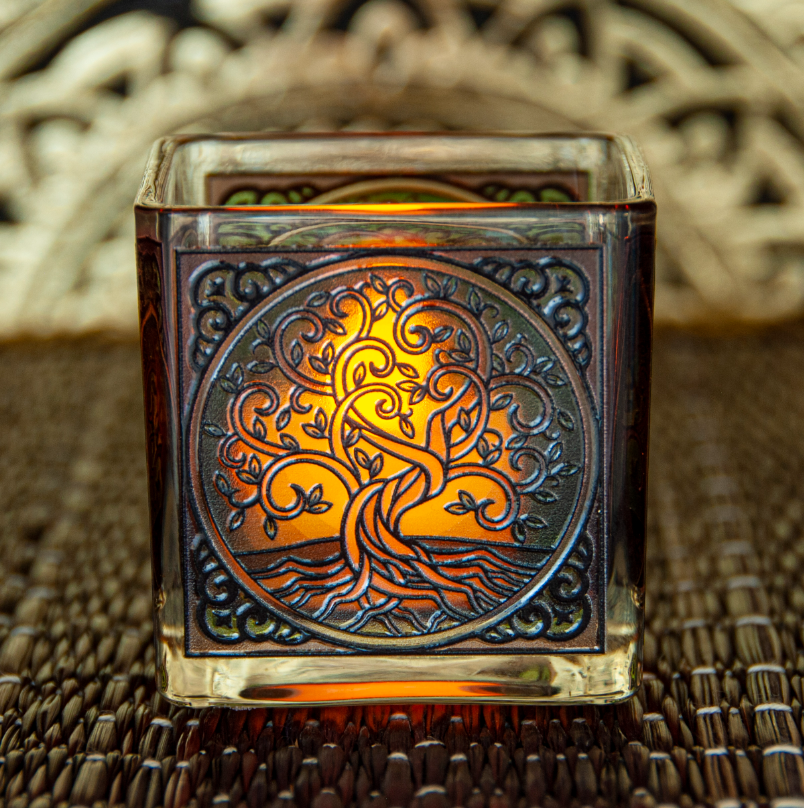 1 Teelichtglas Yggdrasil