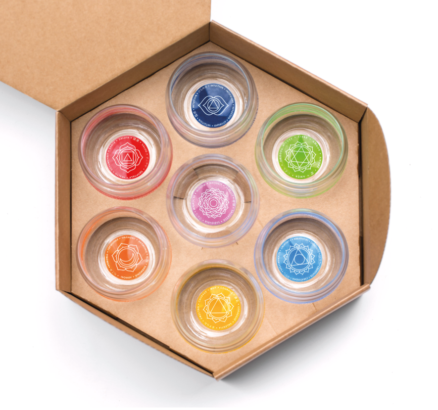 Mythos Chakra 7er Set Gläser H: ca 8,5 cm Inhalt: ca. 0,25 Liter